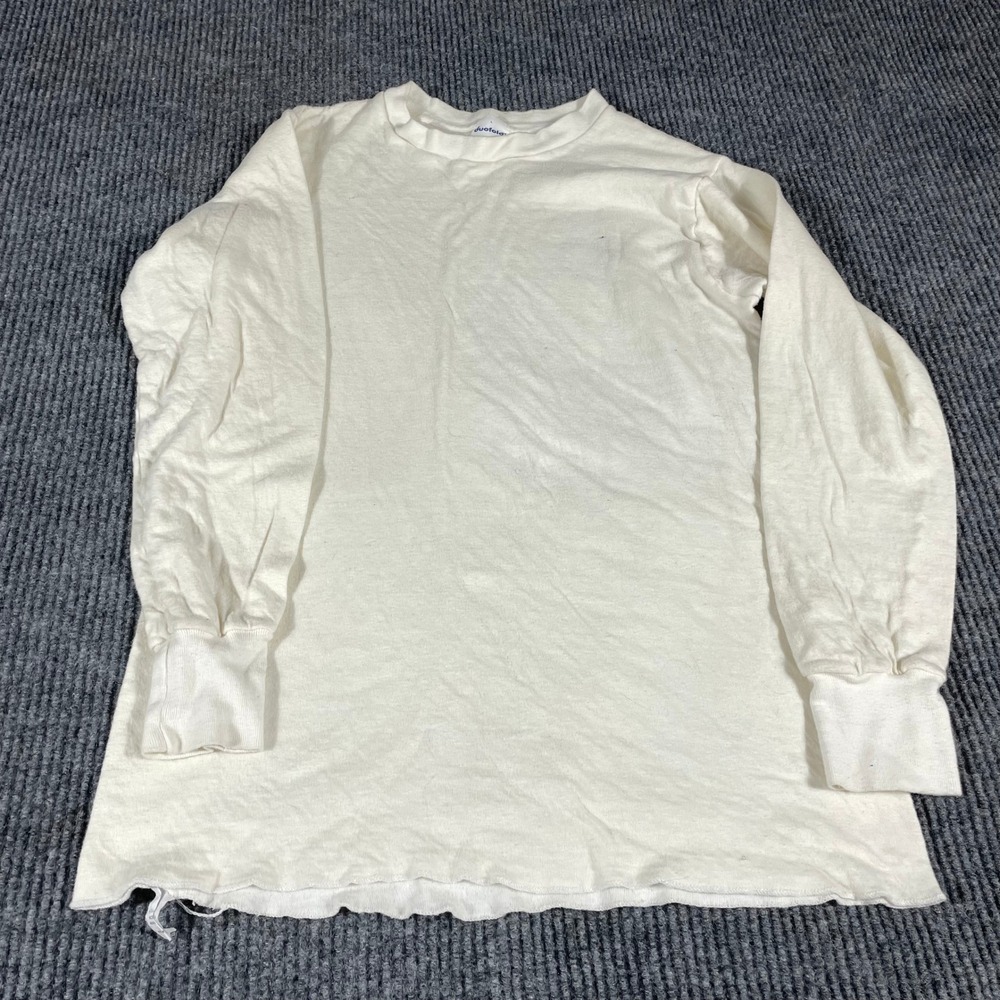 Vintage Duofold Thermal Shirt Mens L Cream Wool Blend Base Layer Made In USA 80s